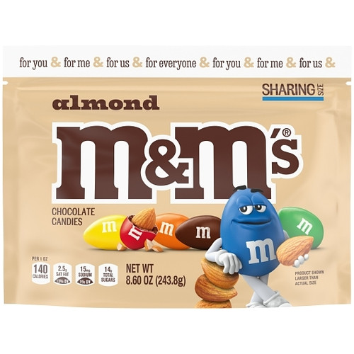 M&M s Almond Stand Up Pouch, 8.6 Ounce, 8 Per Case
